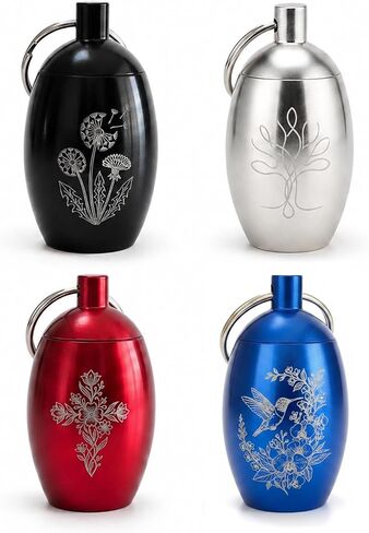 Mini Urn for Human Ashes Set of 4, Black Dandelion Keepsake Urn for Ashes, Small Memorial Cremation Urn with Screw Lid and Key Ring for Loved One (Black) in Saudi Arabia
