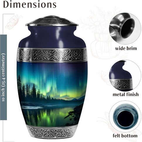 Northern Light Urn - large urns for human ashes adult male - Cremation Urns Adult - Cremation Urns For Adult Ashes Men - Funeral Cremation Urns For Ashes - Funeral Urns For Adult Ashes Women in Saudi Arabia