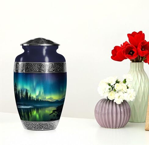 Northern Light Urn - large urns for human ashes adult male - Cremation Urns Adult - Cremation Urns For Adult Ashes Men - Funeral Cremation Urns For Ashes - Funeral Urns For Adult Ashes Women in Saudi Arabia