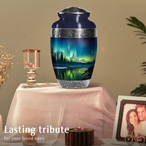 Northern Light Urn - large urns for human ashes adult male - Cremation Urns Adult - Cremation Urns For Adult Ashes Men - Funeral Cremation Urns For Ashes - Funeral Urns For Adult Ashes Women in Saudi Arabia
