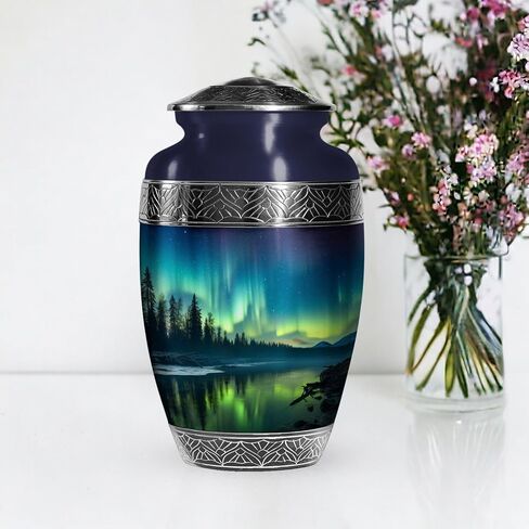 Northern Light Urn - large urns for human ashes adult male - Cremation Urns Adult - Cremation Urns For Adult Ashes Men - Funeral Cremation Urns For Ashes - Funeral Urns For Adult Ashes Women in Saudi Arabia