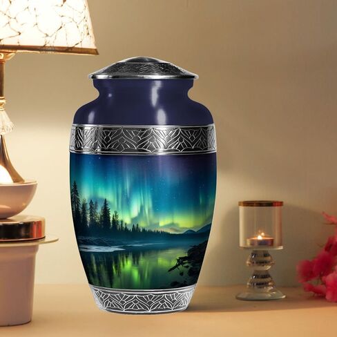 Northern Light Urn - large urns for human ashes adult male - Cremation Urns Adult - Cremation Urns For Adult Ashes Men - Funeral Cremation Urns For Ashes - Funeral Urns For Adult Ashes Women in Saudi Arabia