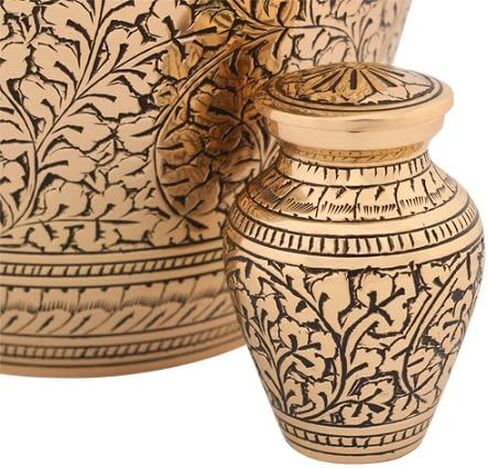 Leaves of Gold Keepsake Cremation Urn for Ashes, Brass, Gold Urn, Keepsake Sized Cremation Urn, 3 Inches High in Saudi Arabia