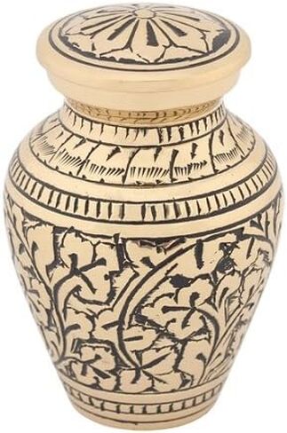 Leaves of Gold Keepsake Cremation Urn for Ashes, Brass, Gold Urn, Keepsake Sized Cremation Urn, 3 Inches High in Saudi Arabia