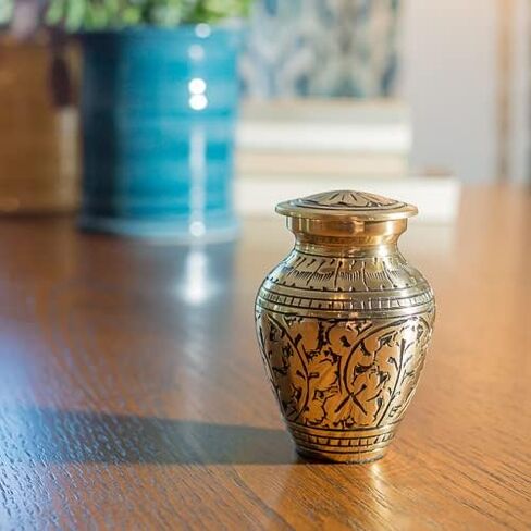 Leaves of Gold Keepsake Cremation Urn for Ashes, Brass, Gold Urn, Keepsake Sized Cremation Urn, 3 Inches High in Saudi Arabia