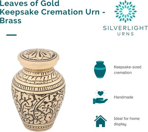 Leaves of Gold Keepsake Cremation Urn for Ashes, Brass, Gold Urn, Keepsake Sized Cremation Urn, 3 Inches High in Saudi Arabia