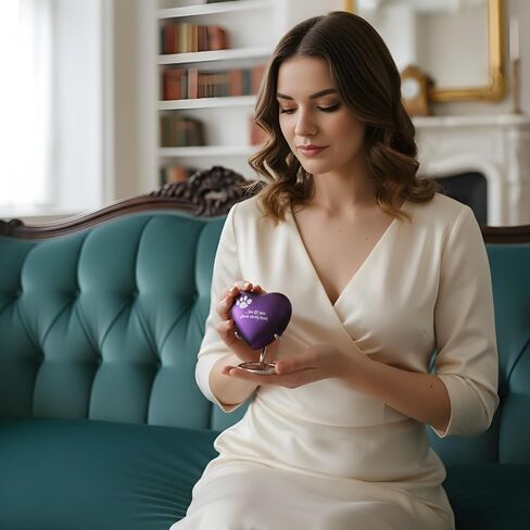 Purple Small/Mini Size Heart Keepsakes Urn for Pets/Cat's Ashes (3 Inches from Each Side) Medium Urn - Tiny Urns - Miniature Cremation Urn - Keepsake Urn - Funeral Urn - Small Pet Earn - ERN in Saudi Arabia