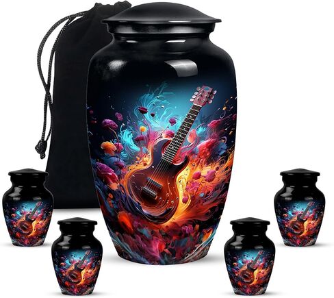 Guitar Urns for Ashes Adult Male - Mini Urn for Human Ashes - Large Urn for Human Ashes Adult Female - Cremation Urns for Women - Combo 1 Large 4 Keepsake in Saudi Arabia