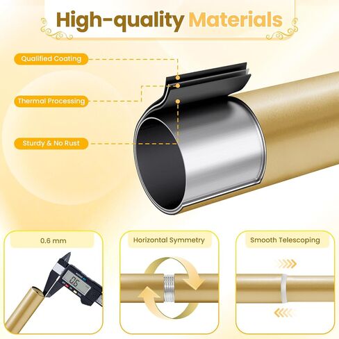 Double Curtain Rod with Bird Finial, Decorative Window Treatment Hardware (Gold, 36"-72") in Saudi Arabia