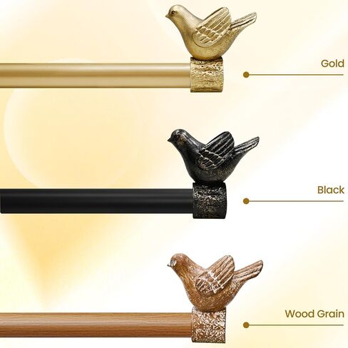 Double Curtain Rod with Bird Finial, Decorative Window Treatment Hardware (Gold, 36"-72") in Saudi Arabia