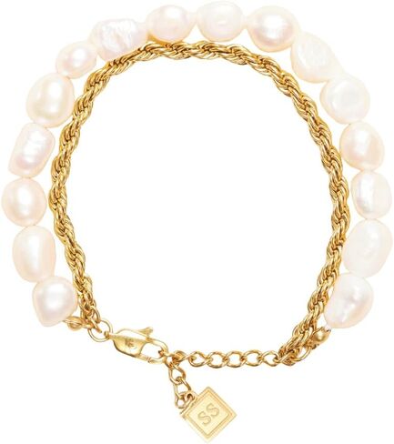 Shapes Studio 18K Gold Plated Bold Pearl Rope Double Bracelet, Minimalist Style, Women Jewelry Bracelet in Saudi Arabia
