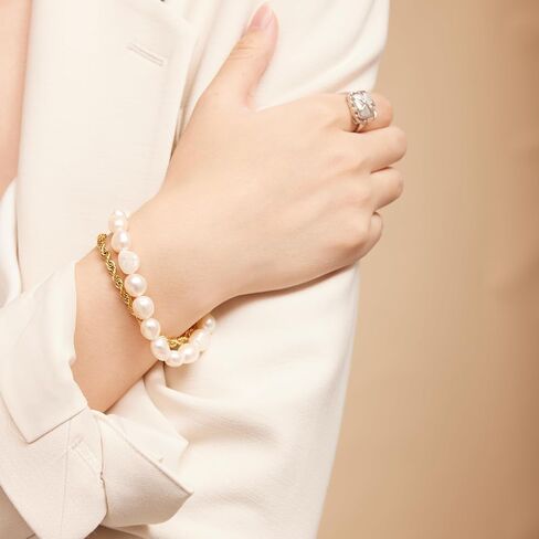 Shapes Studio 18K Gold Plated Bold Pearl Rope Double Bracelet, Minimalist Style, Women Jewelry Bracelet in Saudi Arabia