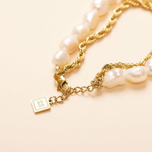 Shapes Studio 18K Gold Plated Bold Pearl Rope Double Bracelet, Minimalist Style, Women Jewelry Bracelet in Saudi Arabia