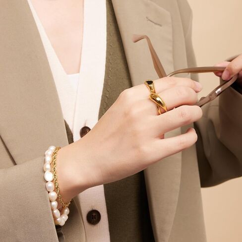Shapes Studio 18K Gold Plated Bold Pearl Rope Double Bracelet, Minimalist Style, Women Jewelry Bracelet in Saudi Arabia