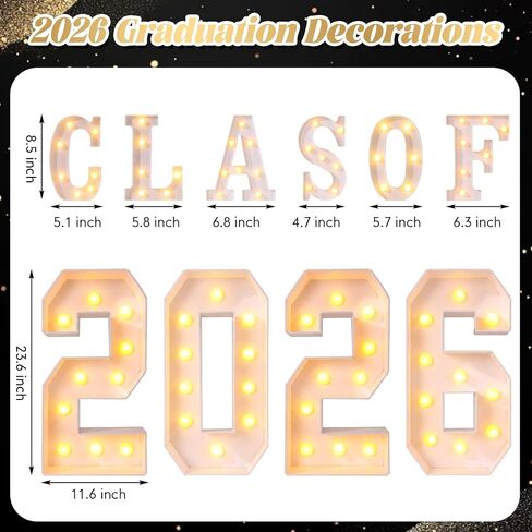Graduation Class of 2026 Light up Marquee Letters, 2.68 ft Large LED Graduation Letters and Numbers for Grad Party Decorations, Photo Backdrop, High School College Grad 2026 Decor in Saudi Arabia