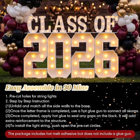 Graduation Class of 2026 Light up Marquee Letters, 2.68 ft Large LED Graduation Letters and Numbers for Grad Party Decorations, Photo Backdrop, High School College Grad 2026 Decor in Saudi Arabia