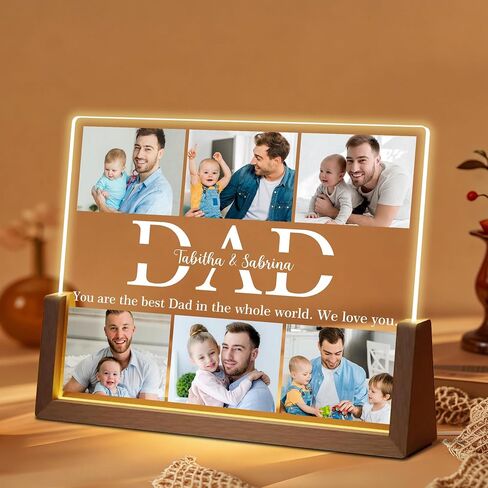 Personalized Dad Gifts for Fathers Day, Custom Acrylic Plaque Picture Frames with Photo, Personalized Picture Frame, Customized Photo Frame, Fathers Day Customized Gift for Daddy from Daughter Son in Saudi Arabia