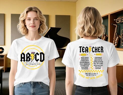 Teacher Shirts for Women Funny ABCD Teacher Tour T-Shirt Casual Back to School Teach Tee Tops in Saudi Arabia