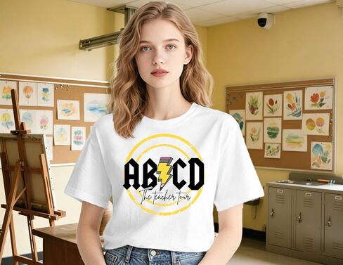 Teacher Shirts for Women Funny ABCD Teacher Tour T-Shirt Casual Back to School Teach Tee Tops in Saudi Arabia