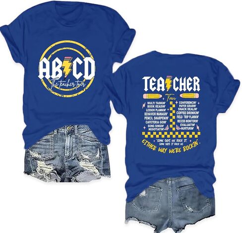 Teacher Shirts for Women Funny ABCD Teacher Tour T-Shirt Casual Back to School Teach Tee Tops in Saudi Arabia
