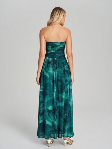 Tube Top Floral Maxi Dress Summer Flowy Strapless Cocktail Wedding Guest Long Formal Dress for Women 2026 in Kuwait