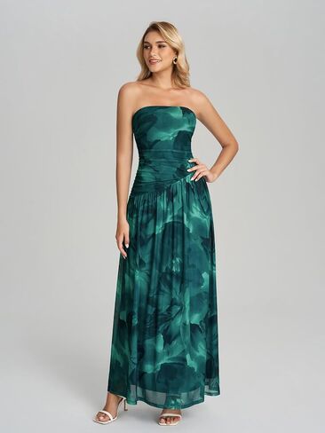 Tube Top Floral Maxi Dress Summer Flowy Strapless Cocktail Wedding Guest Long Formal Dress for Women 2026 in Kuwait