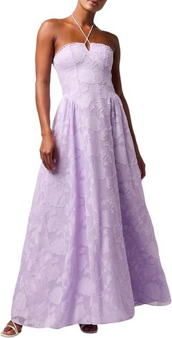 Lulus Sedona Lace Back Burnout Maxi Dress Halter Neck Floral Chiffon Gown for Cocktail Evening Prom in Saudi Arabia