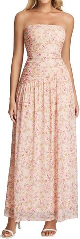 Tube Top Floral Maxi Dress Summer Flowy Strapless Cocktail Wedding Guest Long Formal Dress for Women 2026 in Kuwait