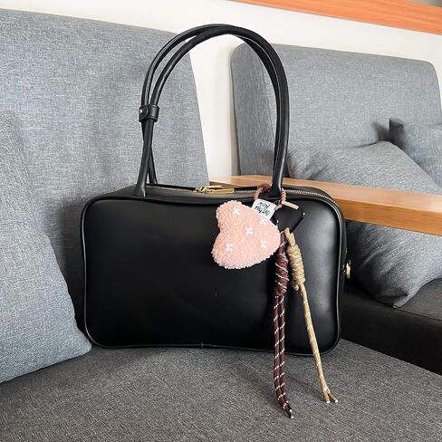 Lamb Plush Heart Bag Charm Keychain - Cute Purse Chain For Handbags,Y2k Heart Keyring With Braided Strap For Women in Kuwait