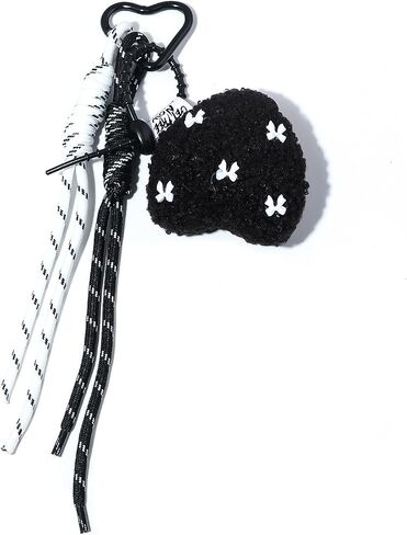 Lamb Plush Heart Bag Charm Keychain - Cute Purse Chain For Handbags,Y2k Heart Keyring With Braided Strap For Women in Kuwait