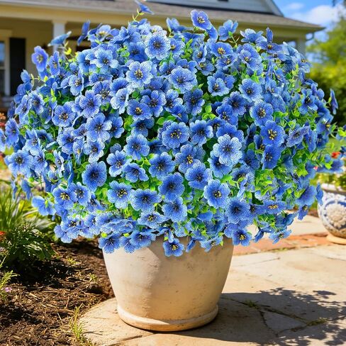 12 Bundles Artificial Flowers for Outdoors, Fake Silk Plastic Flowers for Outside, UV Resistant Faux Plants for Outside Garden Porch Window Home Planters Decoration (6 Multicolor) in Saudi Arabia