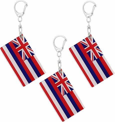 Hawaii Flag Keychain - Double Sided Acrylic D Shape Chains Hawaiian Flags Key Chains Men and Women Style Car Key chain Gifts Decoration (3 Pcs) in Saudi Arabia