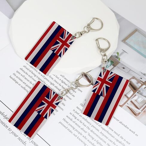 Hawaii Flag Keychain - Double Sided Acrylic D Shape Chains Hawaiian Flags Key Chains Men and Women Style Car Key chain Gifts Decoration (3 Pcs) in Saudi Arabia