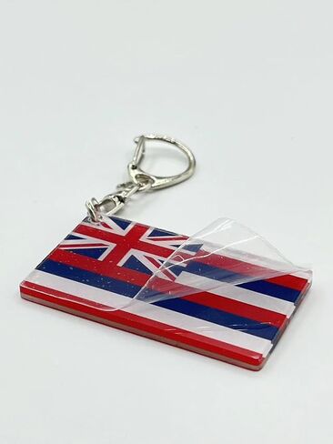 Hawaii Flag Keychain - Double Sided Acrylic D Shape Chains Hawaiian Flags Key Chains Men and Women Style Car Key chain Gifts Decoration (3 Pcs) in Saudi Arabia