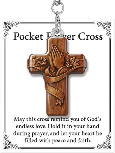 Pocket Prayer Cross Keychain, Christian Gift for Women Men, Acrylic Cross Keepsake, Encouragement Faith Prayer Gift in Saudi Arabia