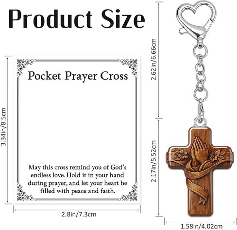 Pocket Prayer Cross Keychain, Christian Gift for Women Men, Acrylic Cross Keepsake, Encouragement Faith Prayer Gift in Saudi Arabia