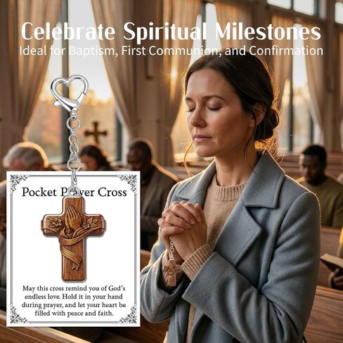 Pocket Prayer Cross Keychain, Christian Gift for Women Men, Acrylic Cross Keepsake, Encouragement Faith Prayer Gift in Saudi Arabia
