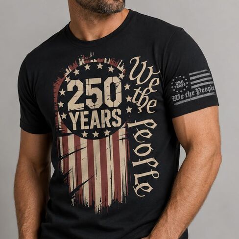 الولايات المتحدة الأمريكية 250 سنة قميص، نحن الشعب العلم الوطني 1776-2026 الولايات المتحدة الأمريكية نصف المئوية الرسم تي شيرت البلوز in Kuwait