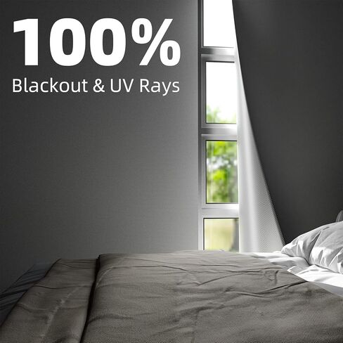 NIGHTON Portable Blackout Curtains 40"×59", Strong Hook and Loop Tape Strips with Adhesive, Cuttable Blackout Window Cover, 100% Black Out Material Blinds for Baby Nursery or Travel - White - 09 in Saudi Arabia