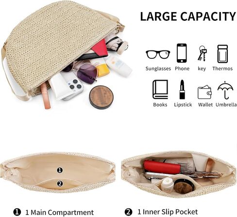 RNIEGA Straw Crossbody Bag for Women Woven Crescent Beach Bags Summer Shoulder Purses Handbag with Adjustable Strap in Saudi Arabia