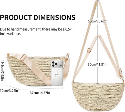RNIEGA Straw Crossbody Bag for Women Woven Crescent Beach Bags Summer Shoulder Purses Handbag with Adjustable Strap in Saudi Arabia