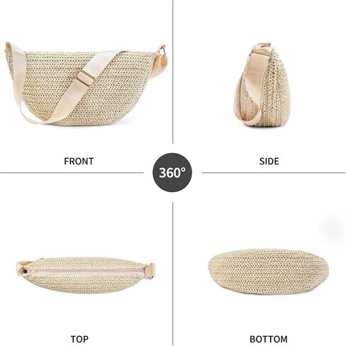 RNIEGA Straw Crossbody Bag for Women Woven Crescent Beach Bags Summer Shoulder Purses Handbag with Adjustable Strap in Saudi Arabia