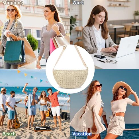 RNIEGA Straw Crossbody Bag for Women Woven Crescent Beach Bags Summer Shoulder Purses Handbag with Adjustable Strap in Saudi Arabia