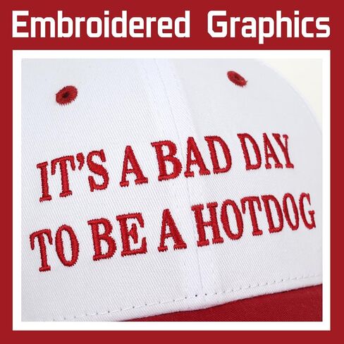 Its a Bad Day to Be a Hotdog Hat Embroidered Long Visor Snapback Hat in Kuwait
