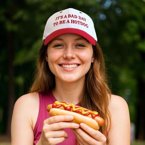 Its a Bad Day to Be a Hotdog Hat Embroidered Long Visor Snapback Hat in Kuwait