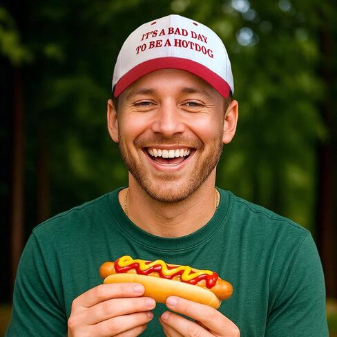 Its a Bad Day to Be a Hotdog Hat Embroidered Long Visor Snapback Hat in Kuwait