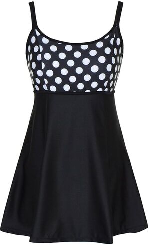 DANIFY Women's Plus Size Swim Dress One Piece Swimsuit Skirted Swimwear Cover Up Bathing Suit Polka Dot Swimdress in Saudi Arabia