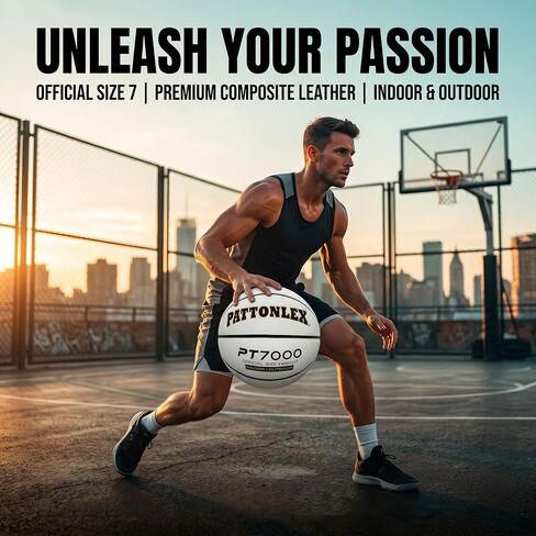 Basketball Ball – Official Size– Composite Leather Indoor/Outdoor Basketball for Men, Women & Girls, with Pump in Saudi Arabia