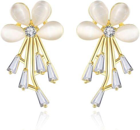 14K Gold D-color VVS1 Moissanite Earrings, Sweet Floral Bouquet Stud Earrings for Women in Saudi Arabia