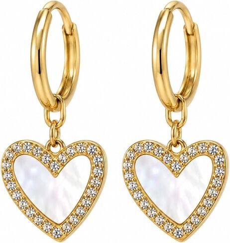 14K Gold Plated Earrings Set for Women, Dainty Hoop Stud & Dangle Earrings, Hypoallergenic Zircon Crystal Celestial Heart Bow Designs, Huggie Hoops for Multiple Piercings Cartilage Helix Jewelry in Saudi Arabia